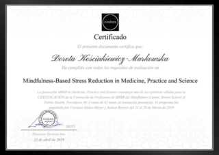 Certyfikat - Mindfullness (Nirakara 2019)
