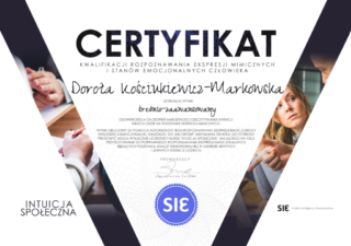 Certyfikat kwalifikacji rozpoznawania ekspresji mimicznych i stanów emocjonalnych człowieka (2025)