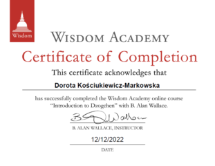 Certyfikat - Alan Wallace - Introduction to Dzogchen (2022)